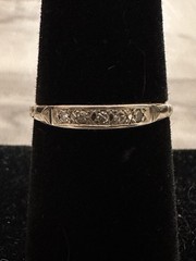 Antique Art Deco 14k White Gold Diamond Band Ring