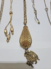 Vintage Lot 12 Costume Jewelry Pendants with Chains Unique Assortment! NICE!