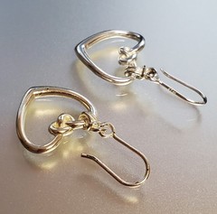 VTG 925 Heart Knot Earrings 1.5in Drop Sterling Silver 2g Lightweight Openwork