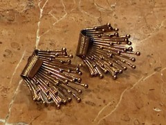 MATISSE RENOIR ATOMIC COPPER MCM MODERNIST CURSL & RAYS CLIP ON EARRINGS EUC