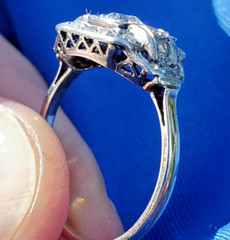 NATURAL EARTH MINED DIAMOND Original Antique Engagement Ring Deco Solitaire 14K