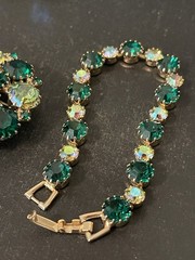 Weiss Emerald Green & Aurora Borealis Set (Brooch, Bracelet, & Earrings)