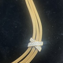VINTAGE GOLD TONE MESH 3 CHAINS ADJUSTABLE LENGTH NECKLACE
