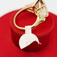 Vtg Sz 7 Ring ESPO Lg Pear Triangle Cubic Zirconia 14KTGE Jewelry Esposito Glam