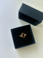 Vintage Red Cubic Zirconia Ring Gold Plated Womens Size 9.5