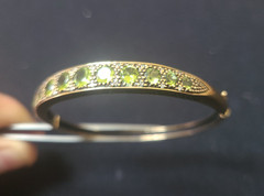 Lovely 9KT Solid Yellow Gold with Peridot Bangle Bracelet – English