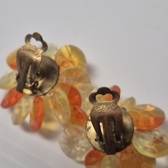 W Germany Necklace & Clip On Earrings Translucent Plastic Lucite Beaded Vtg