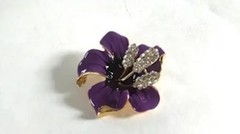 Floral Brooches/Pins with Rhinestones in the Center