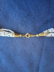 Vintage Crown Trafari Multi Strand Gold And White Bead Necklace