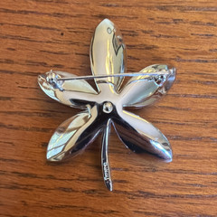 Vintage Crown Trifari Textured Silver Floral Flower Pin Brooch MCM