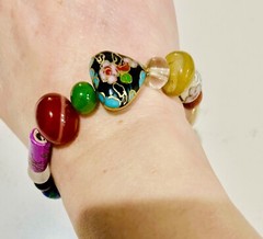 VTG Bracelet Art Glass, Cloisonné , Beads From Around The World… Statement Piece