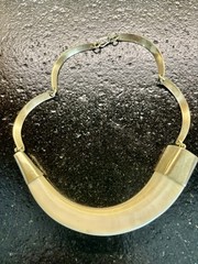 Vintage Mid-Century Natural Horn Necklace With Brass Fittings Circa 1960