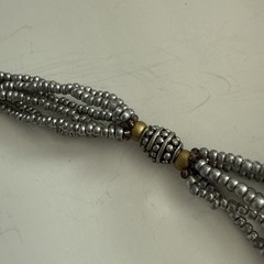 VTG Czech Republic Glass Seed Bead Necklace 16” Silver Button Loop Clasp