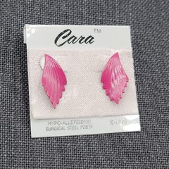 Vintage Cara Burgundy Wine Enamel Pierced Earrings New Old Stock NOS Prop 1″