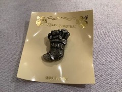 Petite Pewter Christmas Stocking Tie Tack Lapel Push Pin New on Package