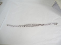 Vintage Sterling Silver 925 Cluster Gemstone Tennis Bracelet 7.5″