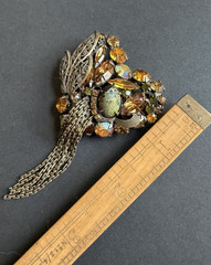 Vintage Glass Rhinestone Brooch Attributed To Alice Caviness (??) Unsigned