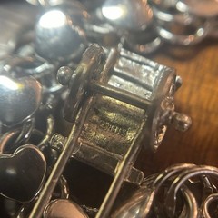 Vintage American Staring Heart Charm Bracelet 11 Charms Articulating 54.6 G 7.5”