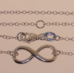 925 sterling silver infinity pendant link chain necklace adjustable 2.46g