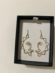 Pair of House of Harlow 1960 Modernist Gold-tone Pierced Earrings New In Box Sun
