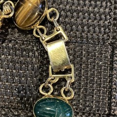Vtg Belle Designs Scarab Bracelet Watch Gold Tone Quartz New Battery Works 7”