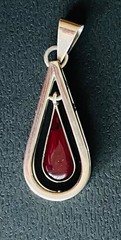 Vintage Carnelian Agate 925 TA-215 Silver Pendant 2 Inch