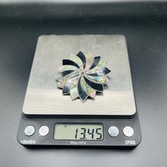 Vintage Taxco Sterling Silver Abalone Black Onyx Sunburst Brooch Art Deco 13g