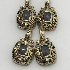 Vintage T * J Renaissance Revival Gold Tone Black Onyx Cubic Zirconia Pendant
