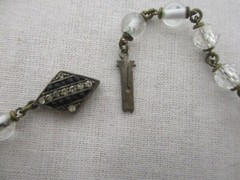VINTAGE GERMAN ART DECO FACETED CRYSTAL BEAD NECKLACE WITH 935 SILVER CLASP