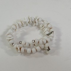 Vintage Milk Glass Bracelet 2 Strand Memory Wire Bracelet