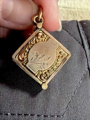 Antique 9.18g Victorian Etruscan Rare Slide Open Locket Pendant Etched Gold Fill