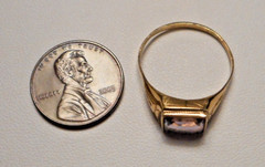 Dainty Antique 10K Yellow Gold Synthetic Purple Stone Ring 1.8g Size 8.5