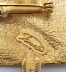 Vintage TONA Realtor Brooch Pin Tone #1 Agent Dangle Charm Matte Gold Tone