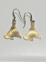 Dangle Drop Earrings Christmas Trees Green White Red Gold Filled Hooks