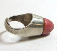 UNI D-A DAVID ANDERSEN Norway Sterling Silver Pink Thulite Statement Ring Sz 4.5