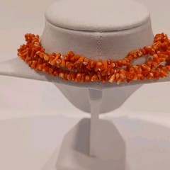 Vintage Long Chip Red Coral Necklace 25″ Long No Clasp