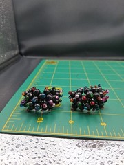 Vintage Cluster Pierced Earrings Crystal Beaded Multi-Color Chunky 1970s