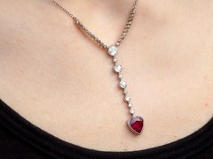 Antique 2.10Ct Pear Cut Ruby and 2.04Ct Diamond Platinum Pendant Circa 1915