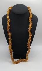 Vintage Rough Amber Chip Necklace 30” No Clasp Approx 1/2” Wide Boho