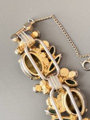 Vintage Verified JULIANA Green Art Glass Bracelet Brooch/Pendant Earring Set