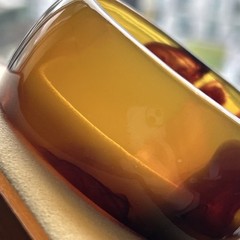 Vintage Bangle Bracelet Plastic Acrylic Lucite Apple Juice Swirl Wide Funky