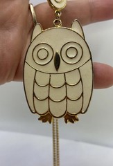 Necklace Vintage Owl Pendant Long Chain Enamel Gold Tone Retro Big Bird Boho
