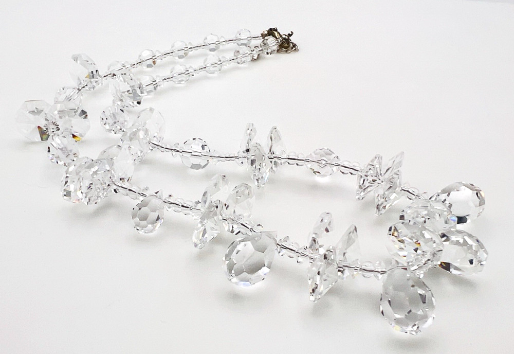 Vintage Faceted Clear Glass Crystal Necklace 21 in