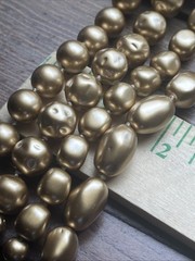 VINTAGE Carol Lee Chunky Faux Pearls Gold Necklace Bracelet Set Multi Strand