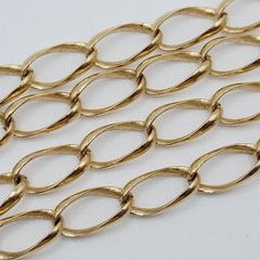 Curved Curb Oval Link Shiny Gold Tone Versatile Single Chain Necklace 24 inch