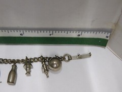 S1 Vintage Retro Silver Tone Chain Link (12) Charm Bracelet Sports