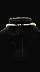 Uranium 18″ Czech faceted AB glass and lampwork bead graduated necklace! Dope!