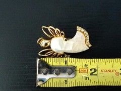 Lauren Conrad LC Mother Of Pearl Rhinestone Gold Tone Angel Brooch Pin