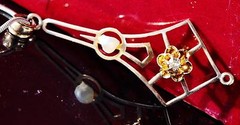 10k rose gold pendant 0.05ct diamond pearl charm 1890’s antique handmade 0.9gr
