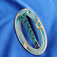 UNIQUE Art Deco Guilloche Enamel Brooch 925 STERLING SILVER ORIGINAL Vintage PIN